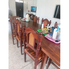 Long dining table with 6 chairs for sale - 1