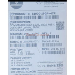 Commando Scout E1000 16Ge PoE+, 2GE+2SFP Uplinks , 260W unamanaged switch  P - 1