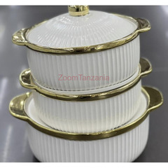 White & Gold Serving Pot 3pcs