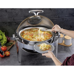 CHAFING DISH ROLLTOP ROUND SILVER 6L