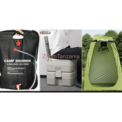 Combo camping offer 3 in 1. Camp shower 20L, portable Toilet, Privancy Tent