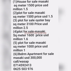 Plot for sale masaki sq meter 1600