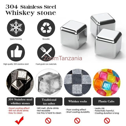 Stainless Steel Reusable Ice Cubes 6pcs Cube + Tong With Box - 1/4