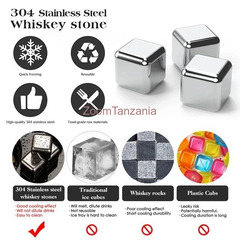 Stainless Steel Reusable Ice Cubes 6pcs Cube + Tong With Box