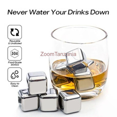Stainless Steel Reusable Ice Cubes 6pcs Cube + Tong With Box - 4