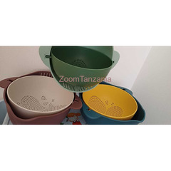 Drain Basket Bowl 2 in 1 Vegetable Fruit Washing Rotating - 3
