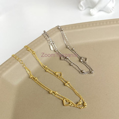 S925 Silver Heart Double Layer Bracelet - 2