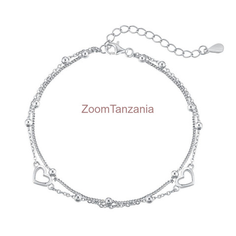 S925 Silver Heart Double Layer Bracelet - 4/4